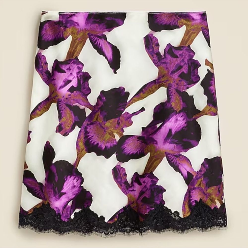 J.Crew Gwen lace-trim slip skirt in iris floral